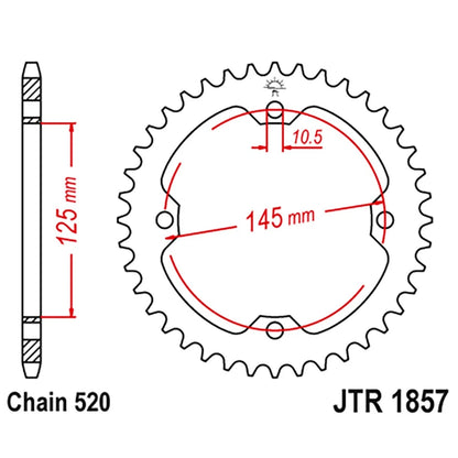 40T Rear Steel Sprocket for Yamaha Raptor 250, 350, 700 (JTR1857.40)