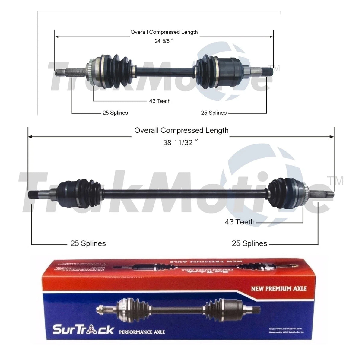 Set of 2 Front CV Axle Shafts for Mitsubishi Eclipse FWD (1995–1999)