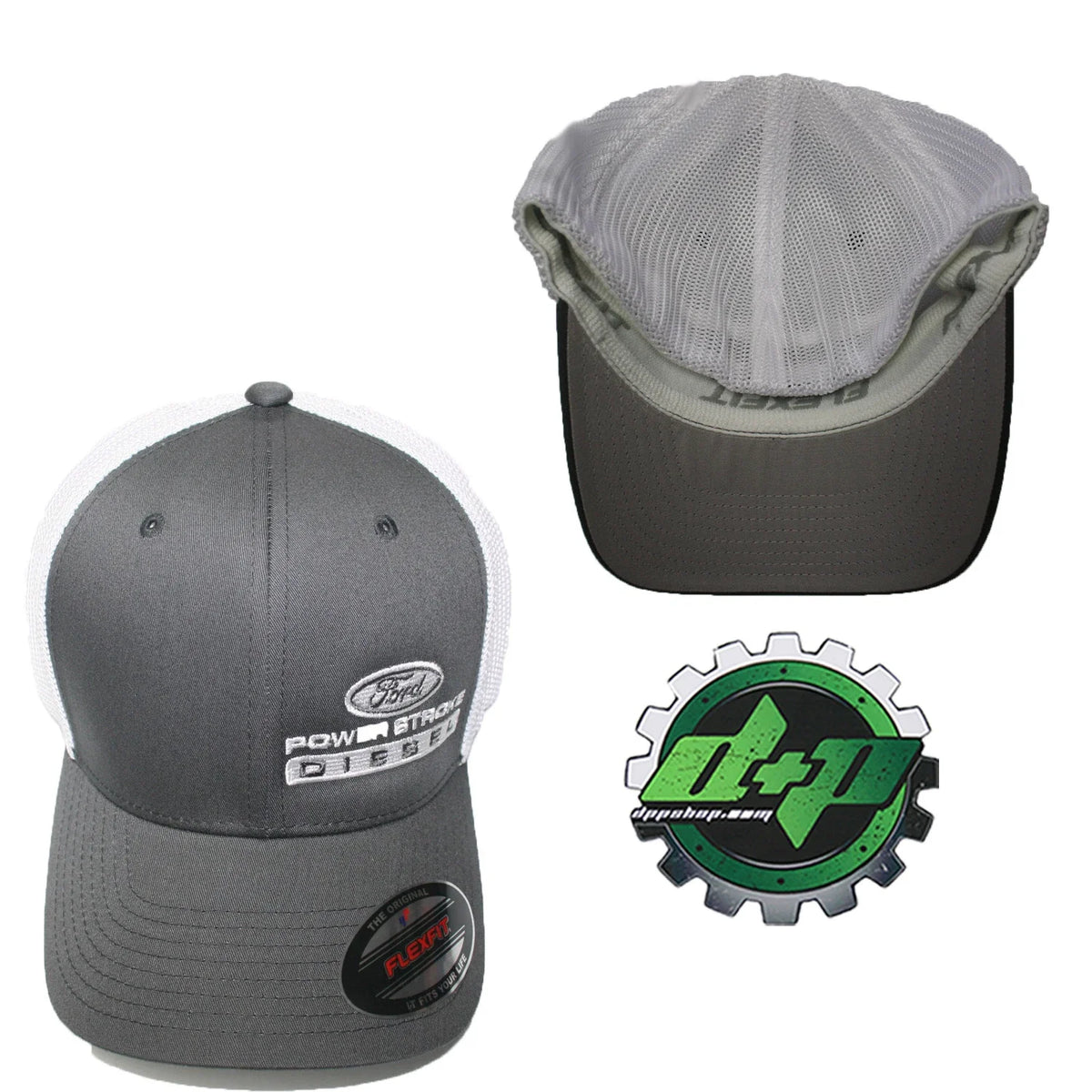 Powerstroke Mesh Summer Hat for Ford Trucks (Charcoal Gray, White)