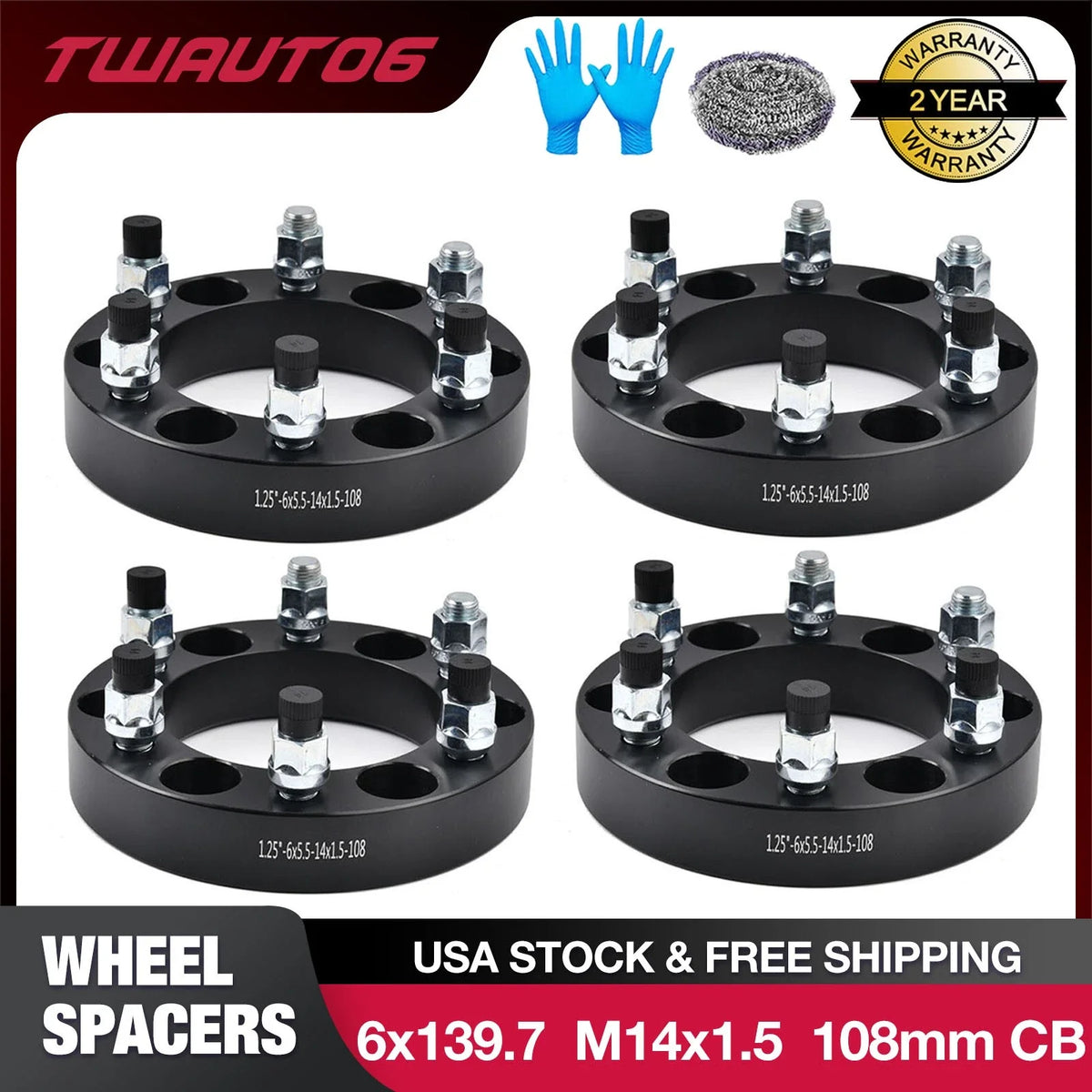 6x5.5 Wheel Spacers 1.25" for Chevy Silverado Suburban Tahoe GMC (2007–2024)