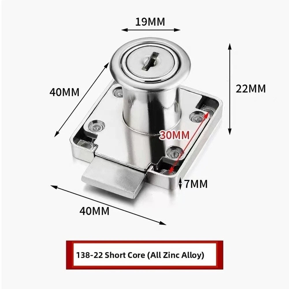 6pcs 22mm Cylinder Drawer Lock Zinc Alloy for Cabinet Wardrobe Desk