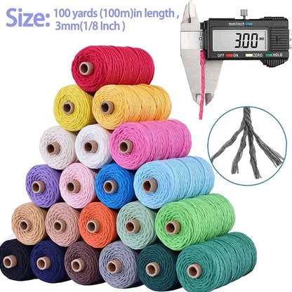 Macrame Cotton Cord 4 Ply Twisted Yarn for Crafting Projects