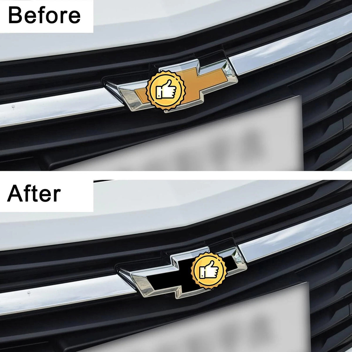 3pcs Vinyl Bowtie Logo Wrap Stickers for Chevy (2011–2023) Glossy Black