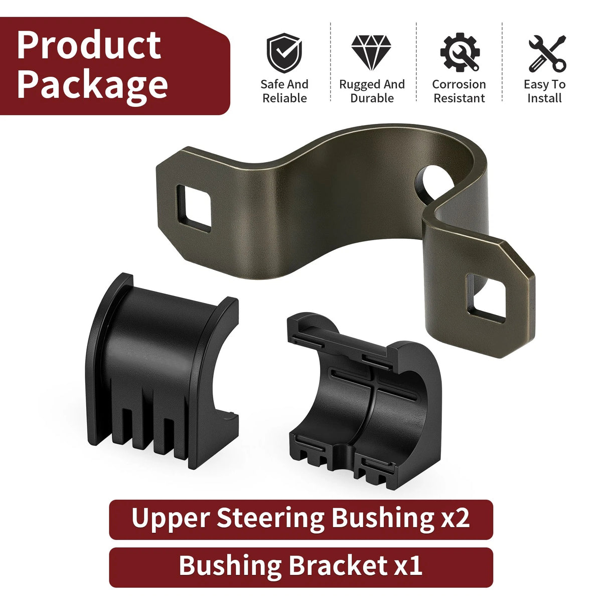 Upper Steering Bushing w/Bracket for Polaris Ranger 700 (2005–2009) 5246732, 5437423, 5433866, 5438903