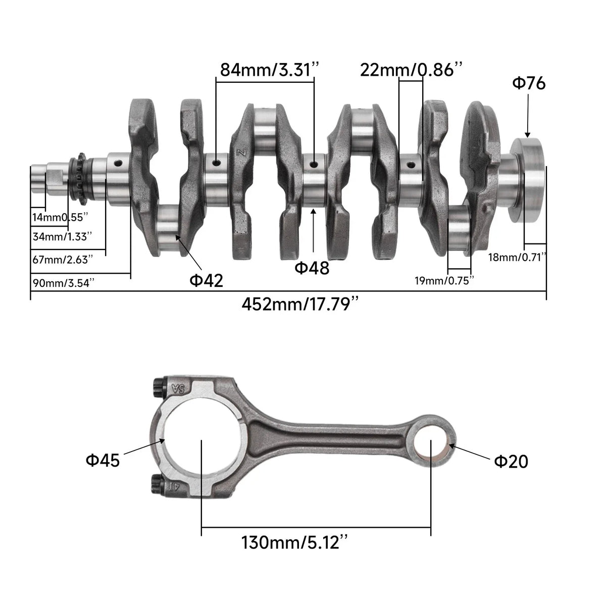 Crankshaft & Connecting Rod & Bearing Set for Hyundai Tucson Kia (Turbo)