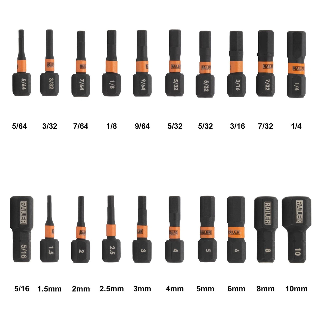 Hex Bit Set for Railer 1 Inch Impact