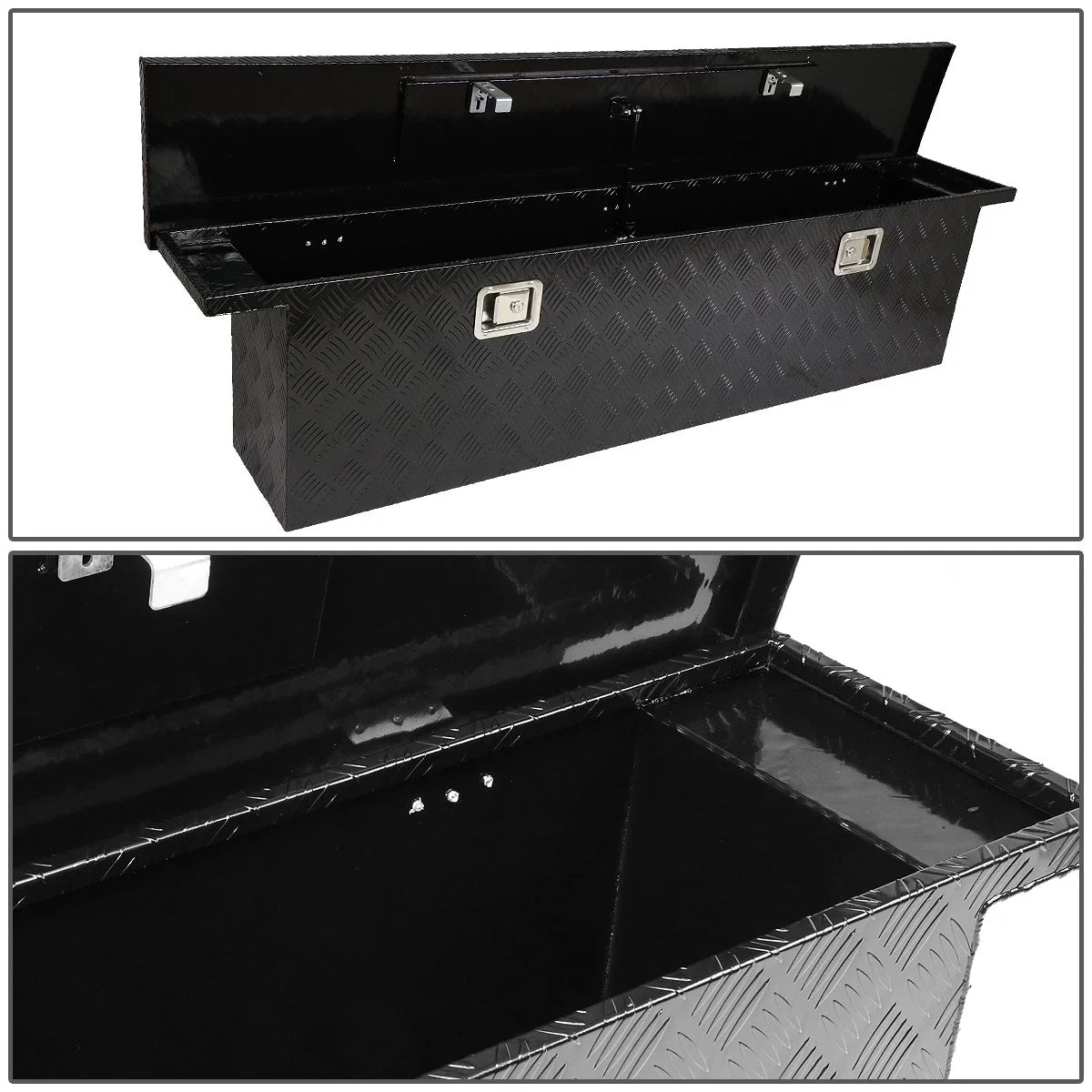 Aluminum Black Pickup Trunk Bed Tool Box for Trailer Storage (Fits Most Models)
