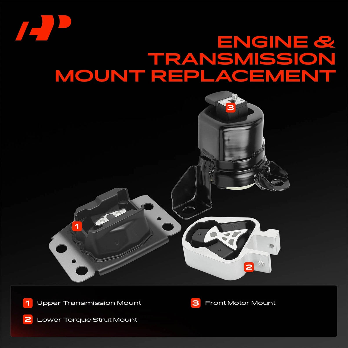 3X Engine Motor & Transmission Mount for Ford Fusion (2013–2016) 6G9Z6068A, DG9Z6038H, DP5Z6068A