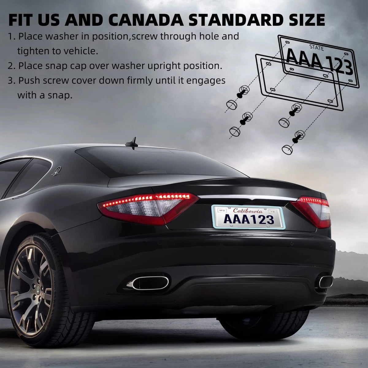 Silicone License Plate Frame for Universal Fit (1 Pack) - Black
