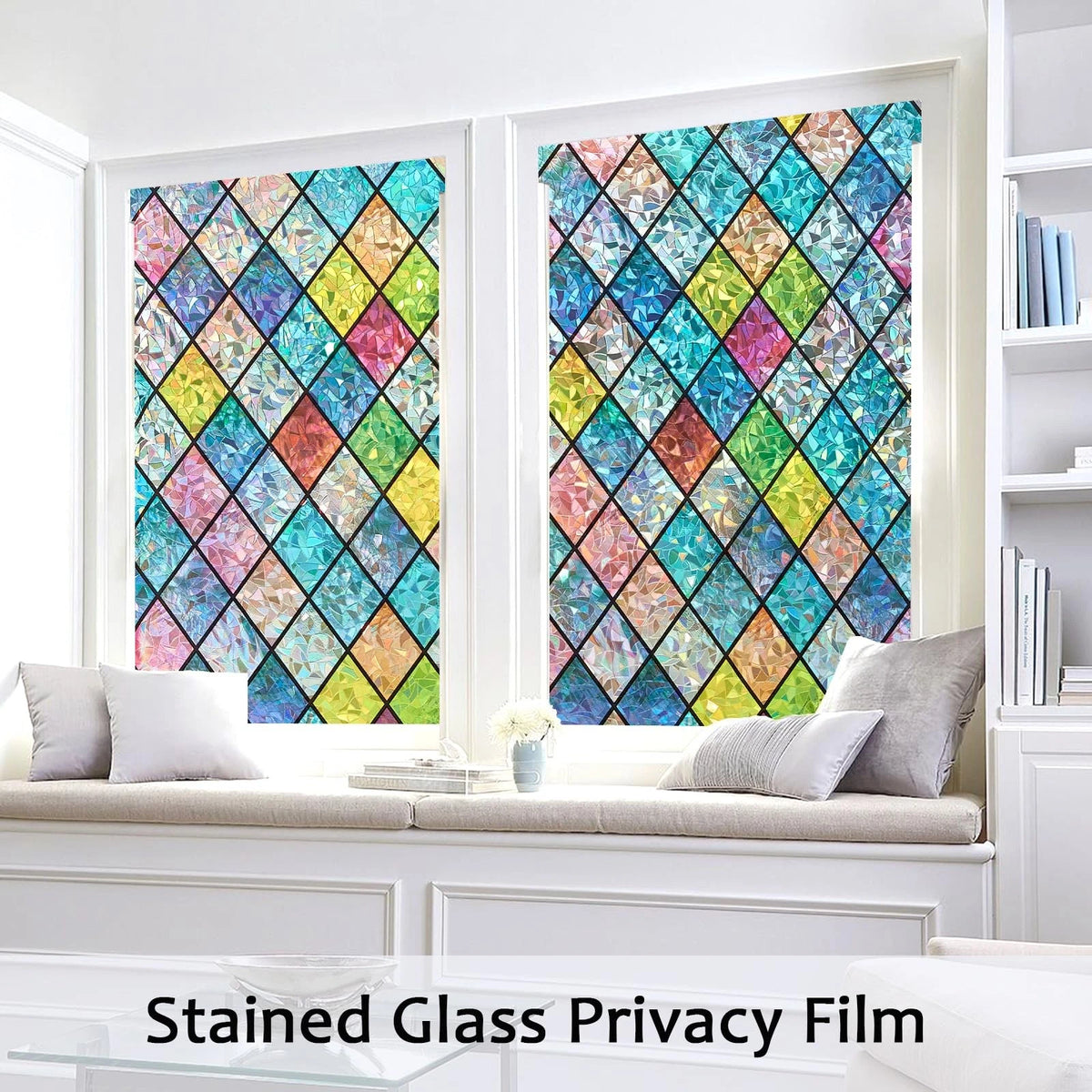 Privacy Window Film Static Cling Decorative Stained Glass Anti UV 17.5"