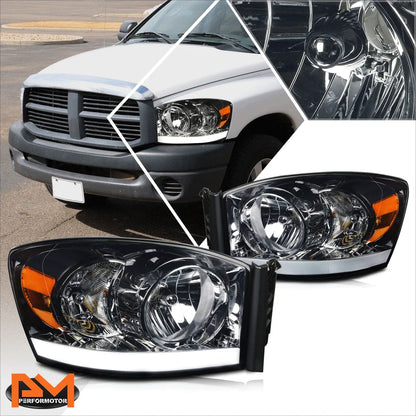 Smoked Lens Amber Corner Headlight/Lamp with LED DRL for Dodge RAM Pickup (2006–2009)