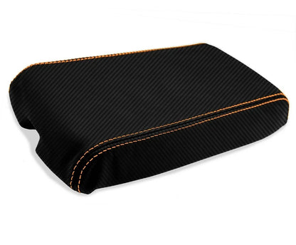 Console Lid Armrest Cover for Chevrolet Camaro (1982–1992) Carbon Fiber Orange Stitch