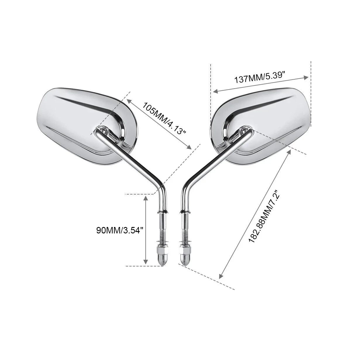Chrome Rearview Mirrors for Harley Touring FLHT FLHR Road King FLHTC