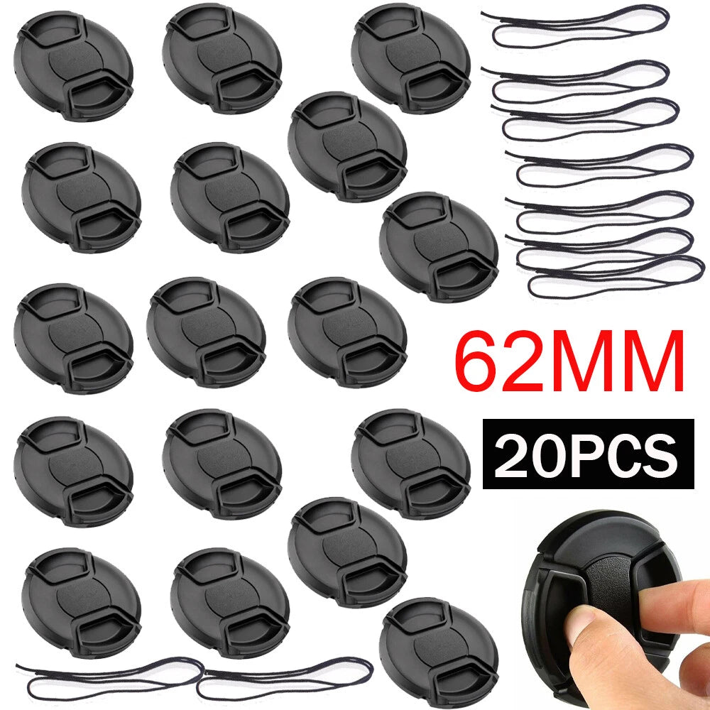 20-Pack 62mm Front Lens Cap for Canon Nikon (No Specific Years)