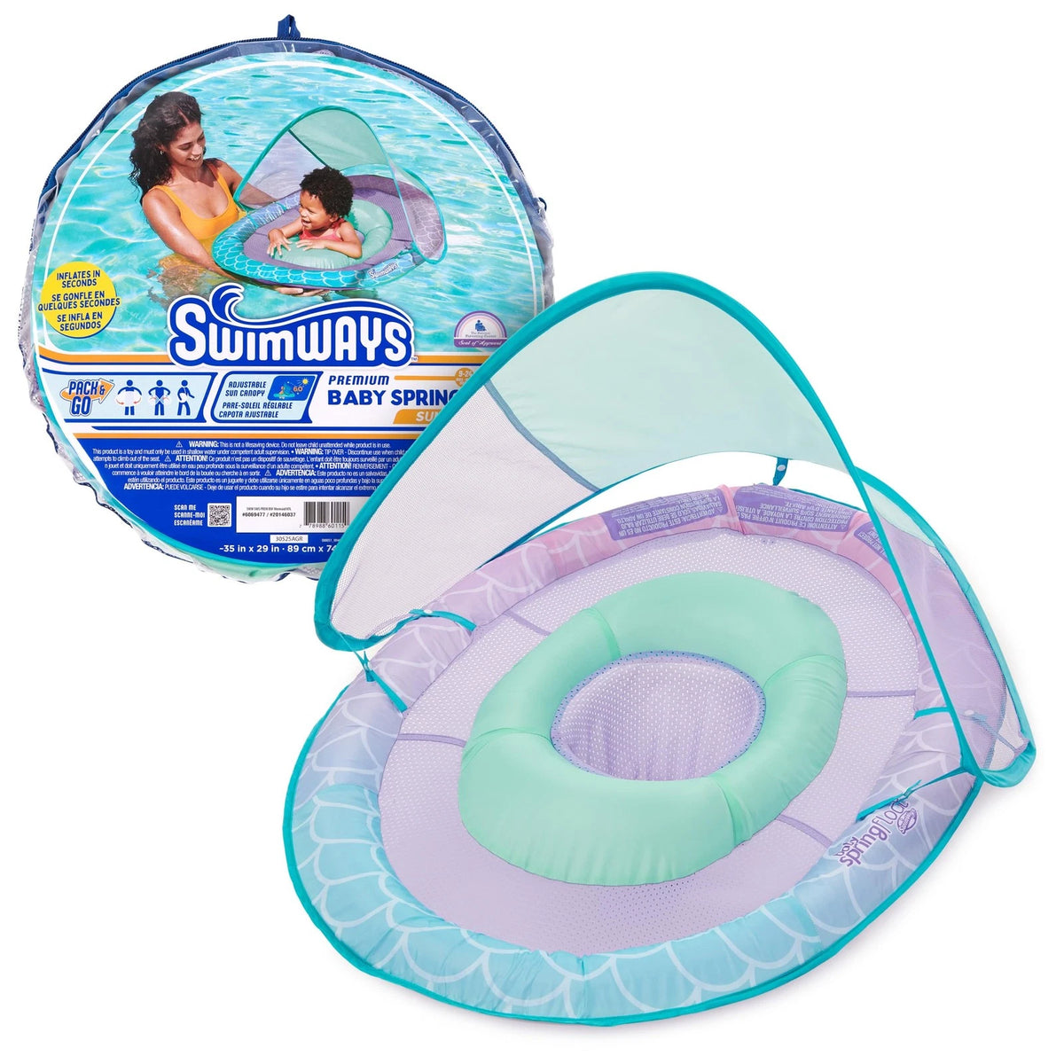 SwimWays Baby Spring Float for Pool with Canopy (One Size)