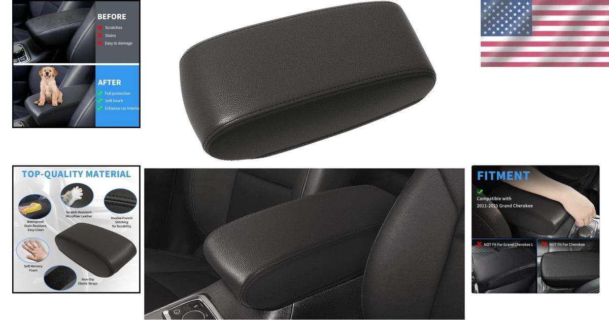 Leather Center Console Cover for Jeep Grand Cherokee (2011–2021)