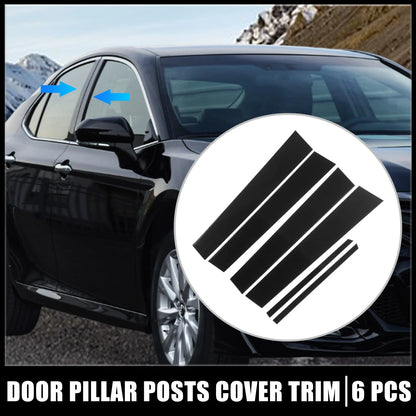 Set of 6 Door Cover Panel Pillar Post Stickers for Toyota Camry (2012–2015) Black