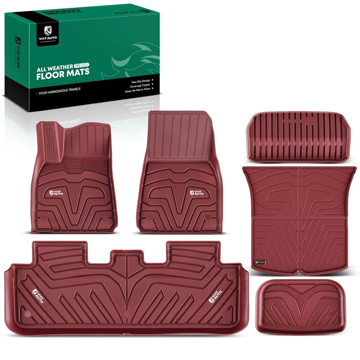 Set of 6 Floor Mats for Tesla Y (2024–2025) 18089749, Front and Rear