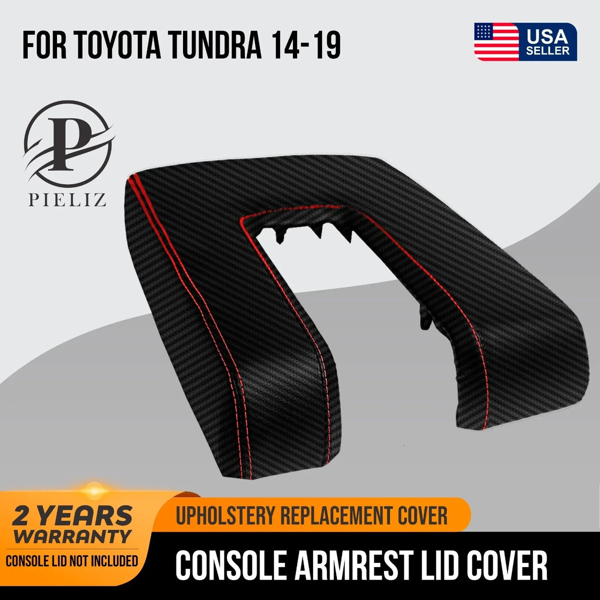 Console Armrest Lid Cover for Toyota Tundra (2014–2019) Red Stitch