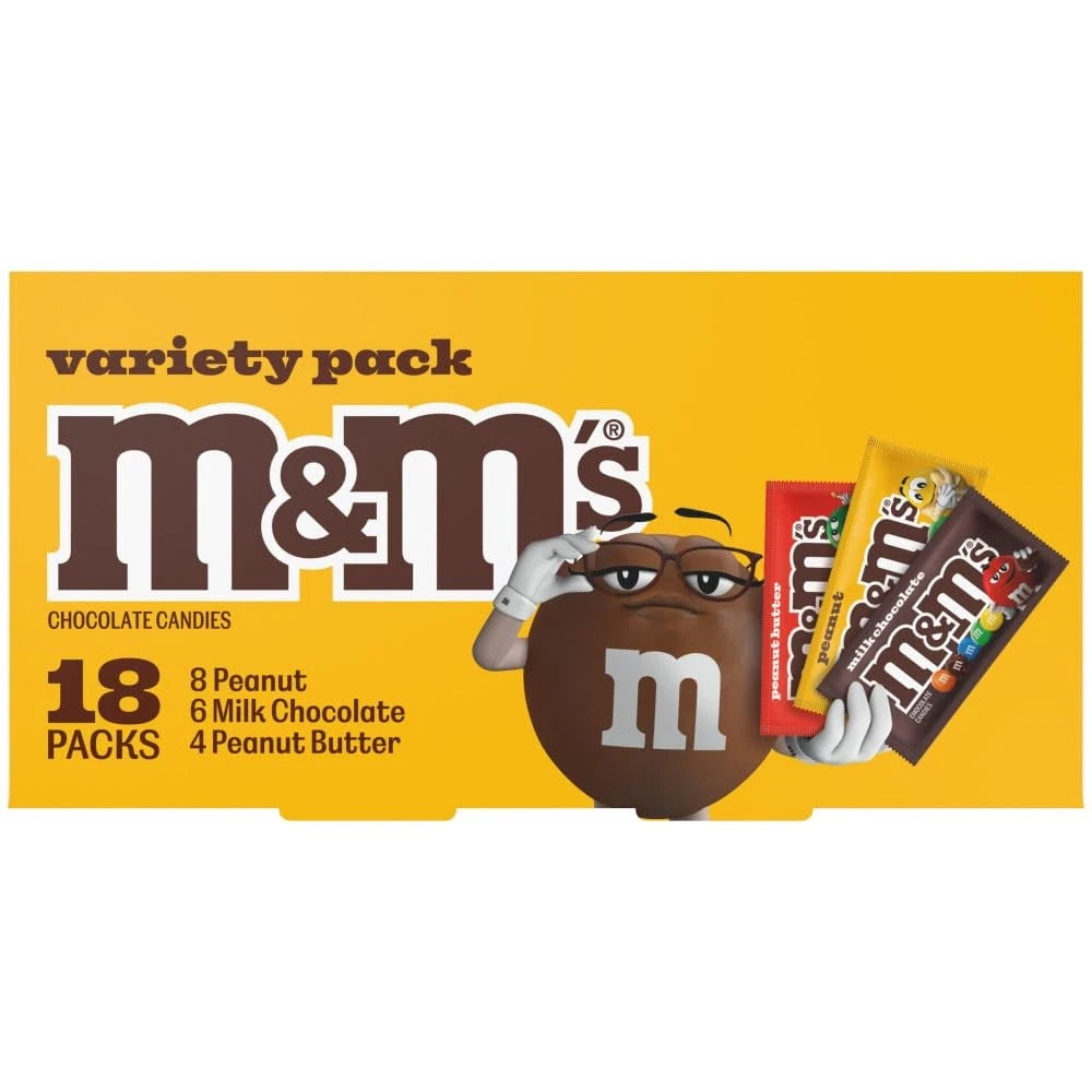 Pack of 18 M&M's Milk Chocolate, Peanut, Peanut Butter Original