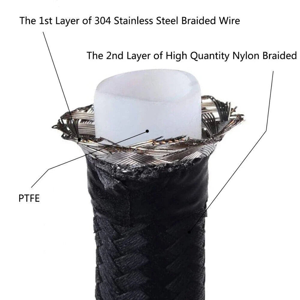 20FT Black Nylon E85 PTFE Fuel Line Hose Kit with 14 Fittings for Universal