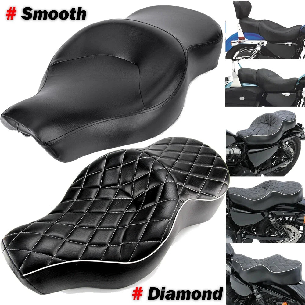 Black Driver & Rider Passenger Seat for Harley Sportster Iron 883 XL 1200 (2004–2023)