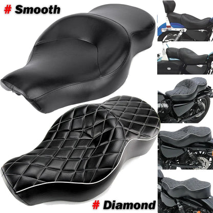 Black Driver & Rider Passenger Seat for Harley Sportster Iron 883 XL 1200 (2004–2023)