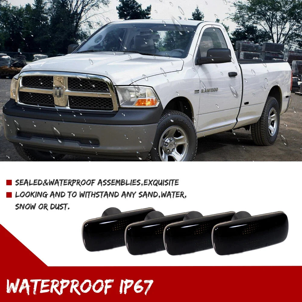 Set of 4 Smoked Lens Fender Side Marker Lamp Housings for Dodge RAM (2010–2018)