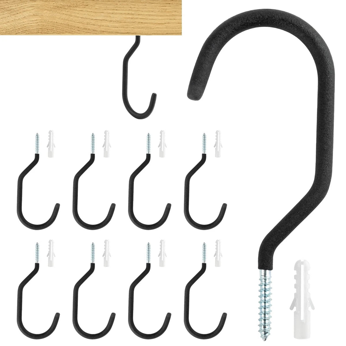 Set of 10 Heavy Duty Wall Mount Storage J Hooks for Bicycle & Ladder