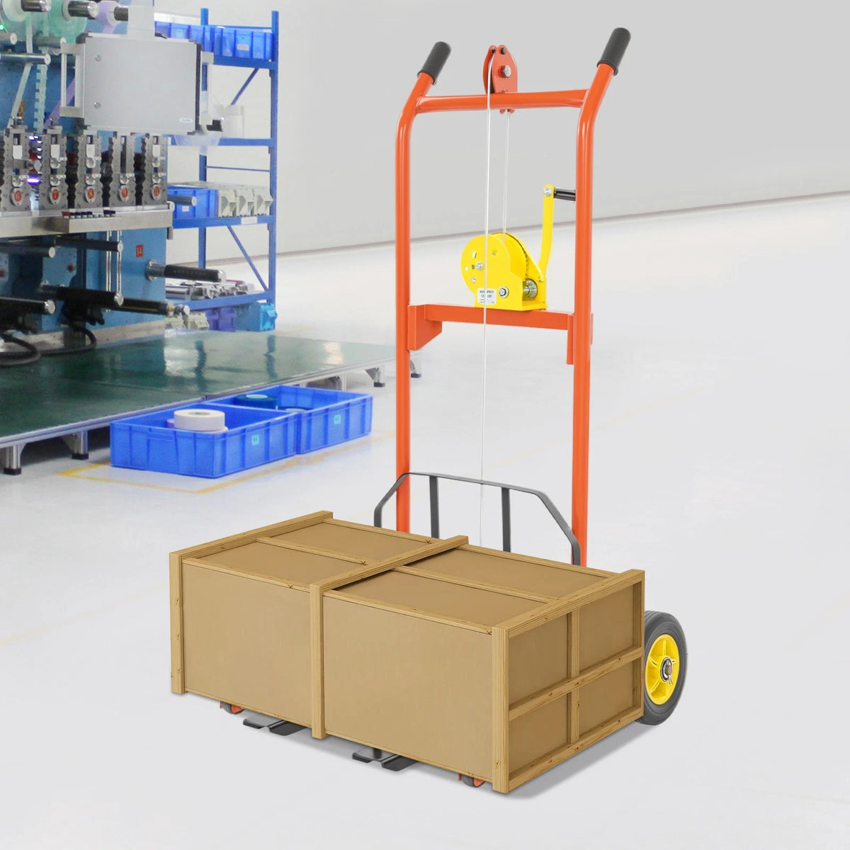 330lb Material Lift Stacker Pallet Truck with Hand Winch (40" Height)