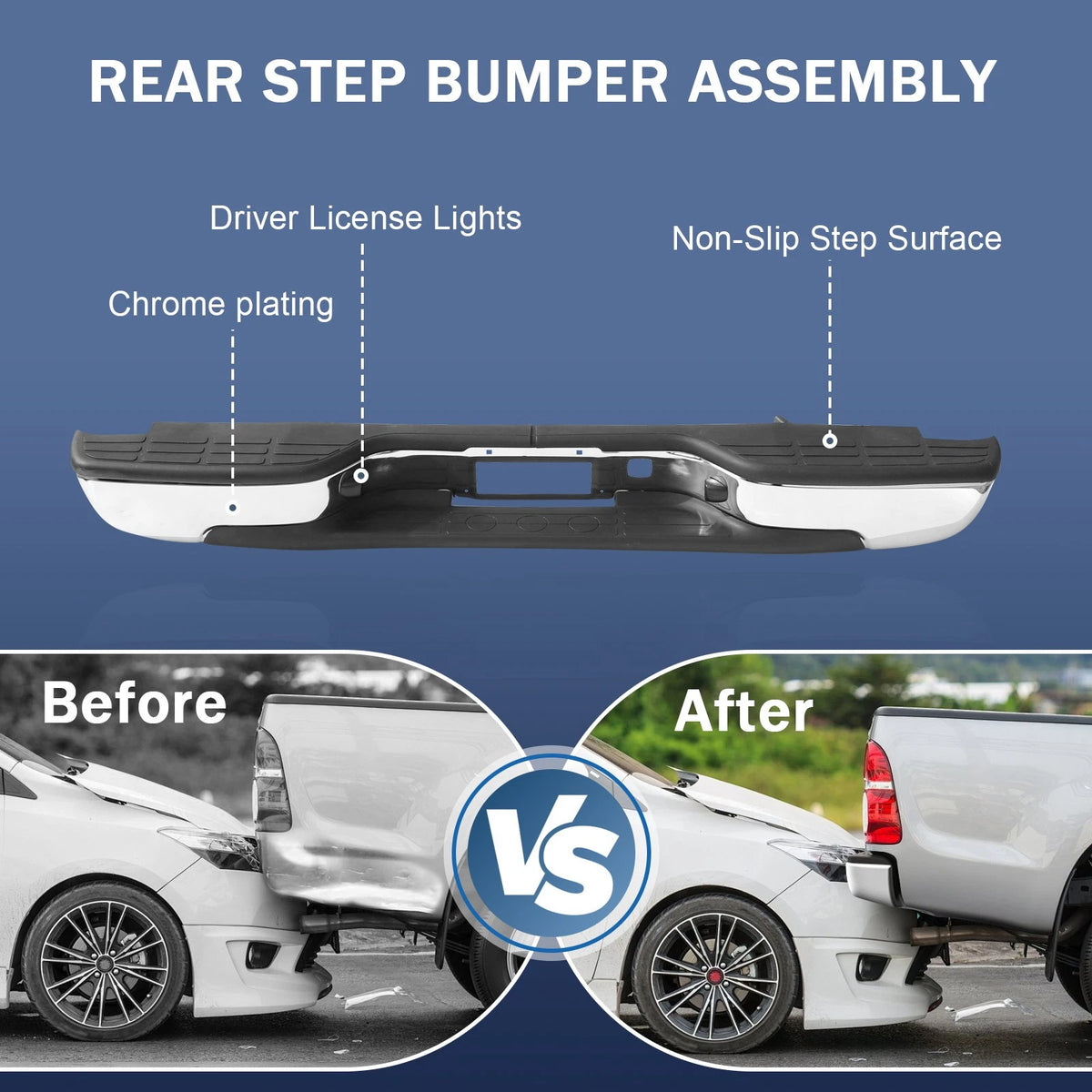 Rear Chrome Bumper for Chevy Silverado GMC Sierra 1500 (1999–2006) 15082619 12496085 GM1103122