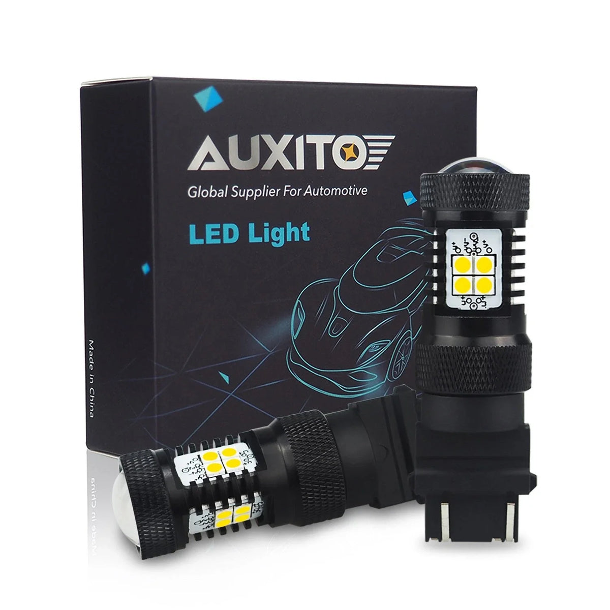 2X AUXITO 3157 3156 LED White Brake Tail Stop Parking Light Bulb for