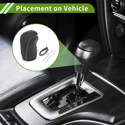 Gear Shift Knob Cover for Nissan Altima (2013–2018) Black Grey Faux Leather