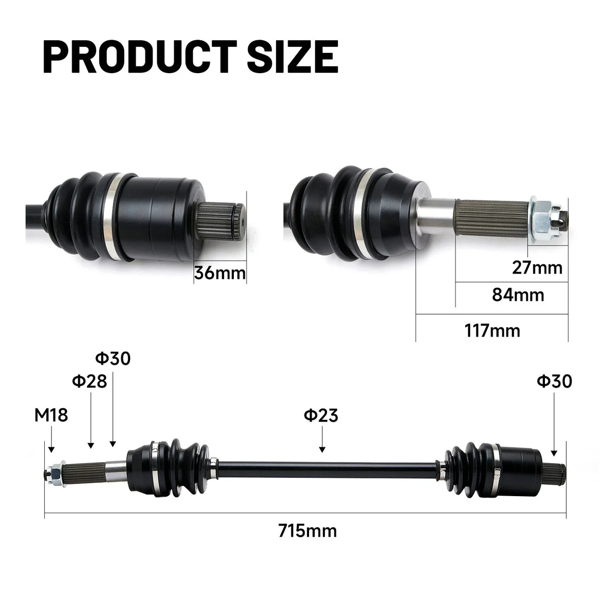 2X Rear CV Axle Drive Shaft 1334175 1333756 for Polaris Ranger Crew XP 1000 900 (2015–2021)