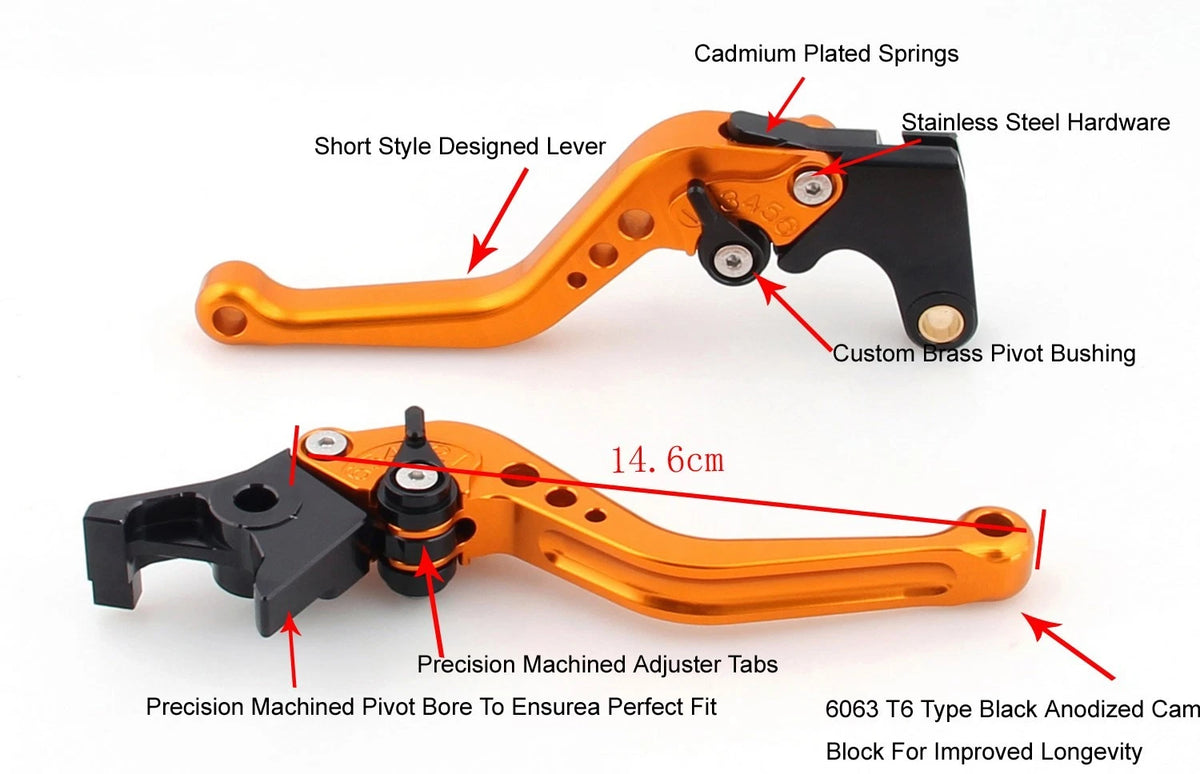 Short Brake Clutch Levers for Kawasaki ZX636R / ZX6RR (2005–2006)