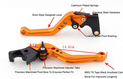 Short Brake Clutch Levers for Kawasaki ZX636R / ZX6RR (2005–2006)