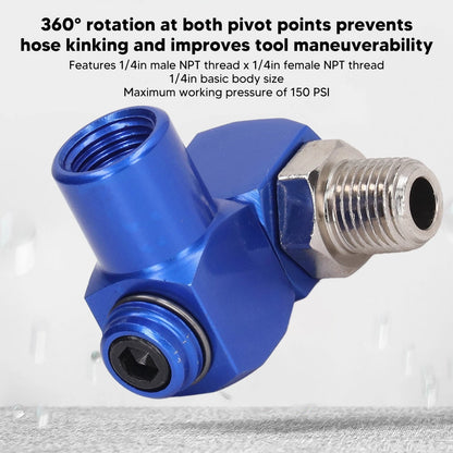1/4" NPT 360° Swivel Air Hose Connector for Pneumatic Tools