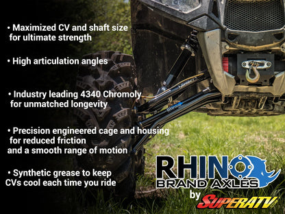 SuperATV Rhino Heavy Duty Front Axle for Polaris RZR PRO XP/XP 4 (2020+)