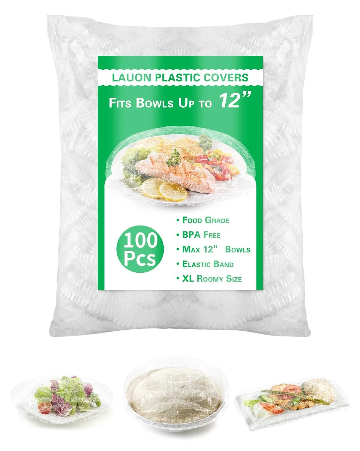 Plastic Bowl Covers for 12'' Bowls (Large) - Clear