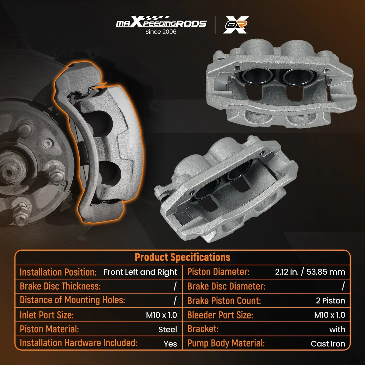 Front Brake Caliper for Ram 1500 (2011–2018, 2019–2022) 18-B5055 18-B5054