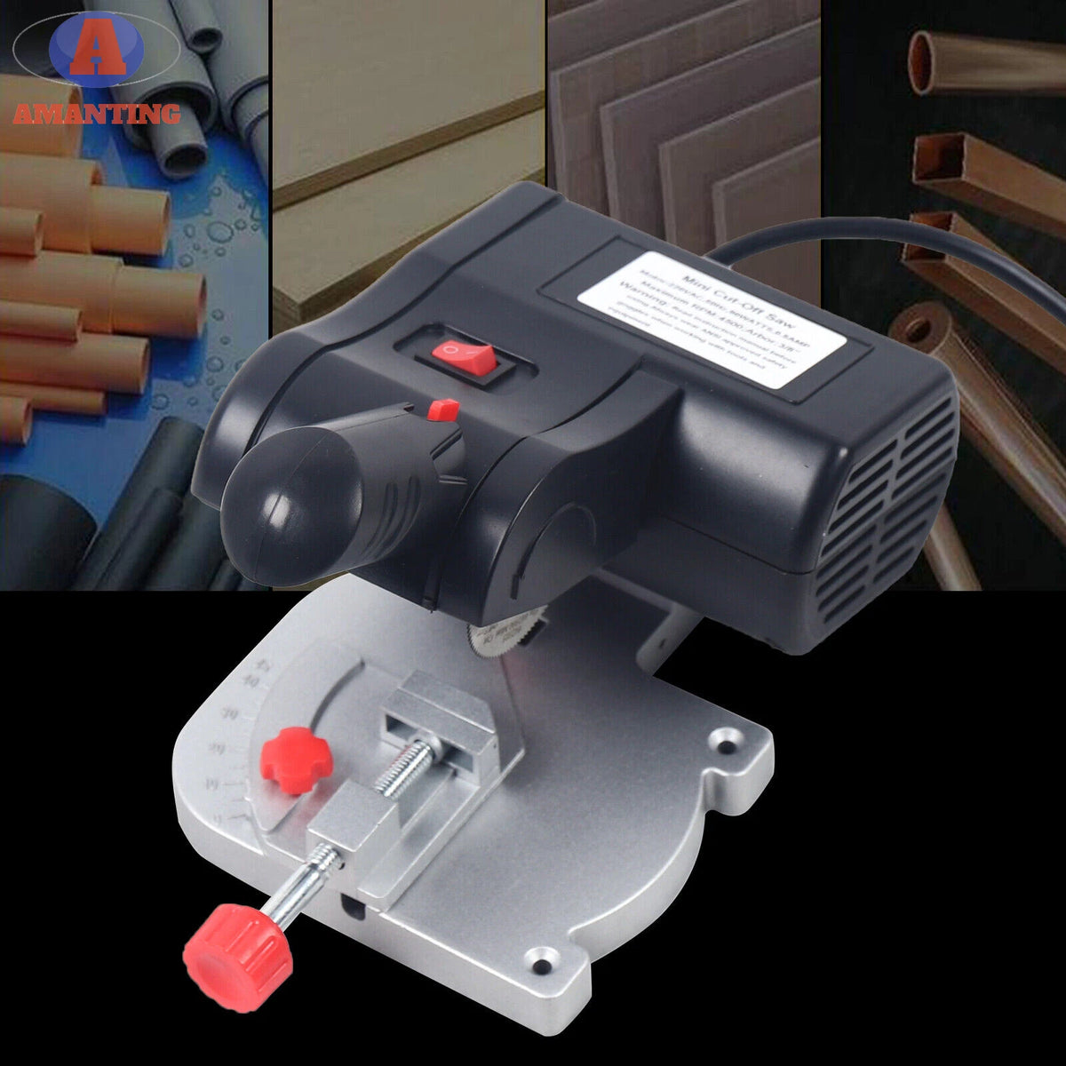 Mini Bench Top Cut-Off Chop Saw DIY Metal Wood Cutting Tool with 2 Blades