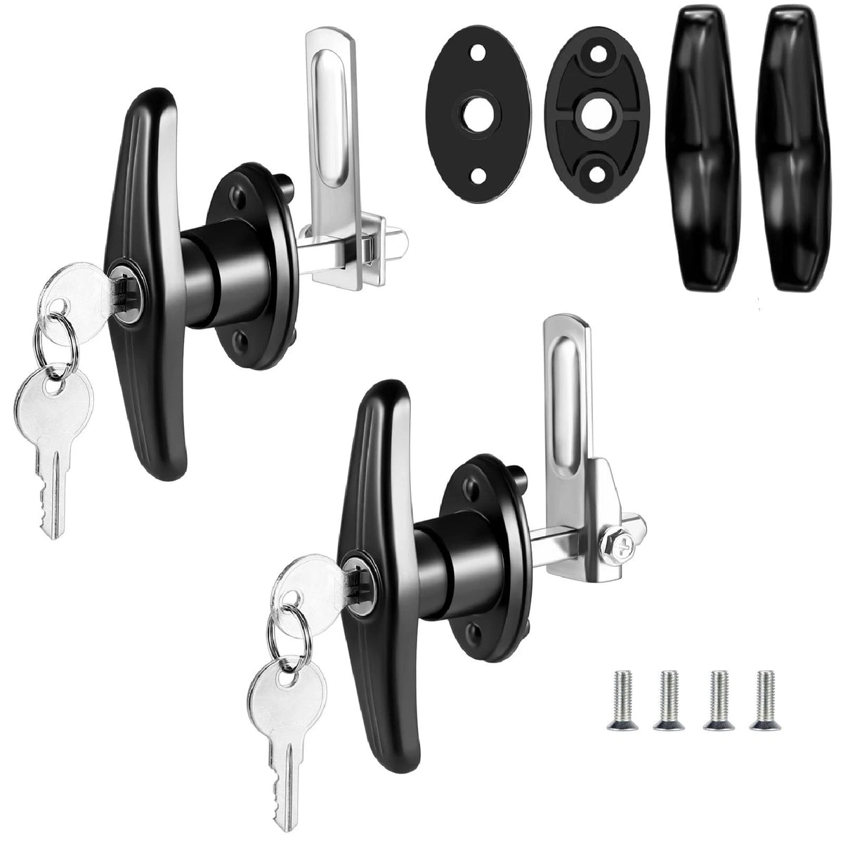 Set of 2 Truck Cap Latch T Handle Locks for Left & Right - Black