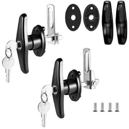 Set of 2 Truck Cap Latch T Handle Locks for Left & Right - Black