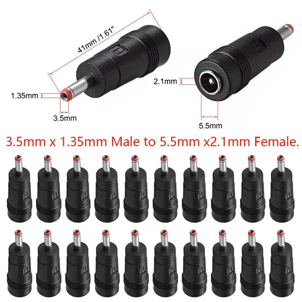 10 Pcs 5.5mm to 2.1mm DC Power Plug Connector Adapter for