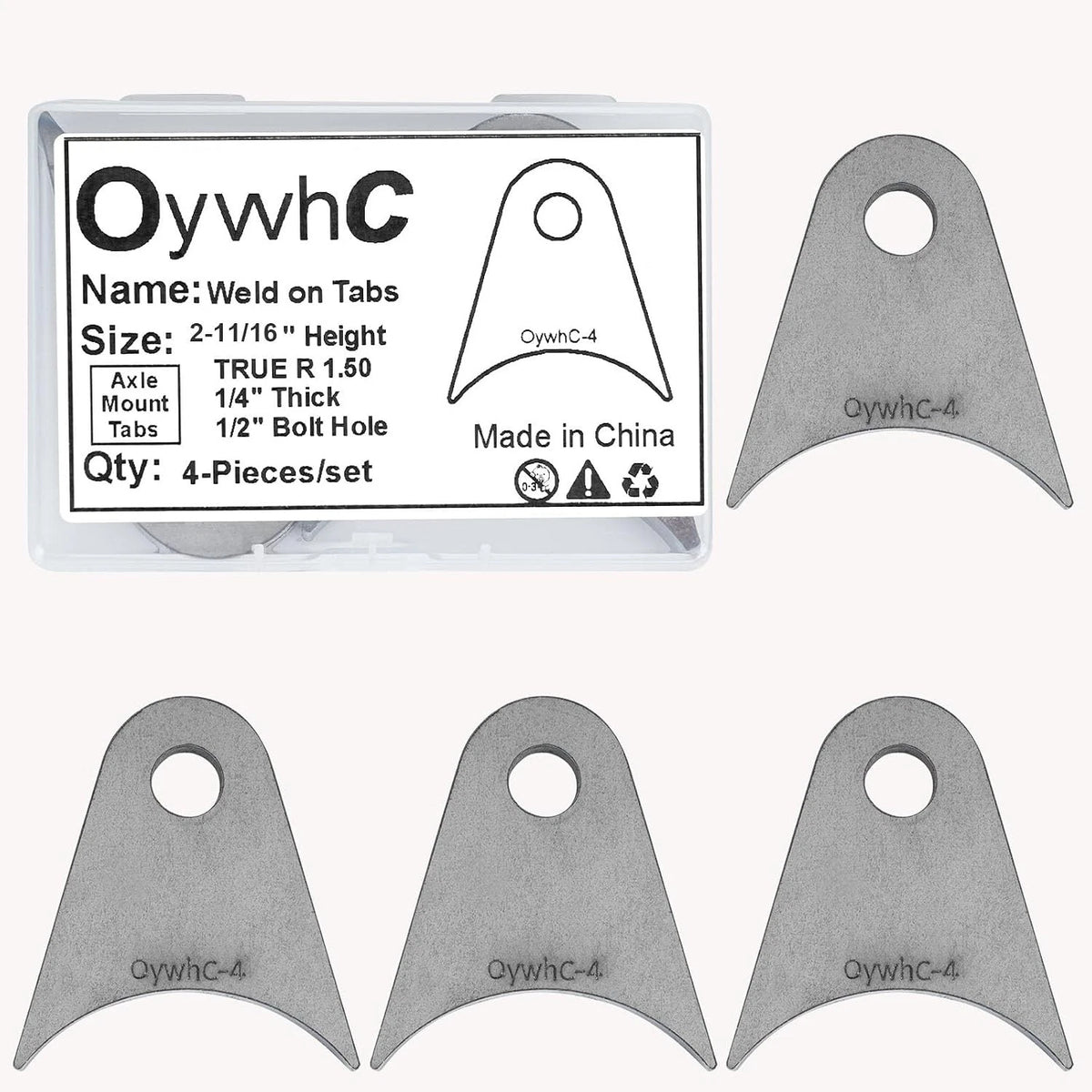 Set of 2 Weld-On Steel Shock Mounts for Universal 2 Inch Axle