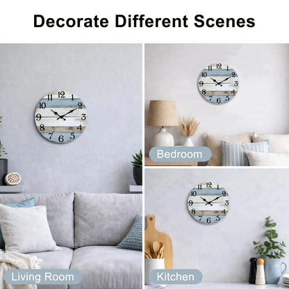 6 Inch Coastal Theme Wooden Wall Clock (Battery Operated)