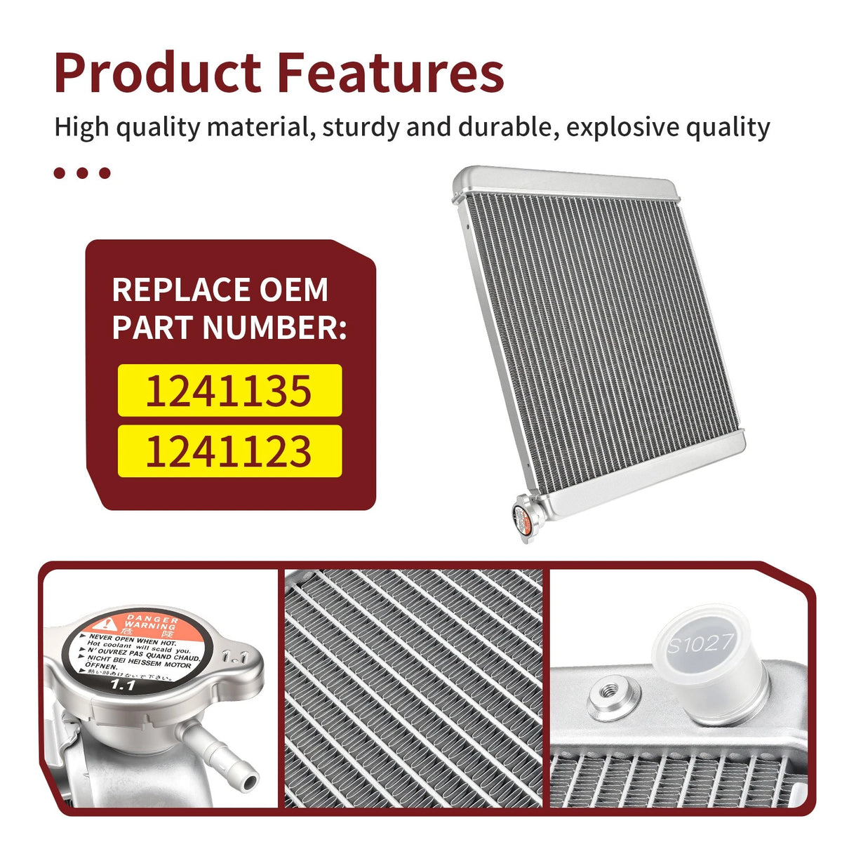 High Performance Aluminium Radiator for Polaris General 1000 4 (2017–2022, 2025) 1241135, 1241123