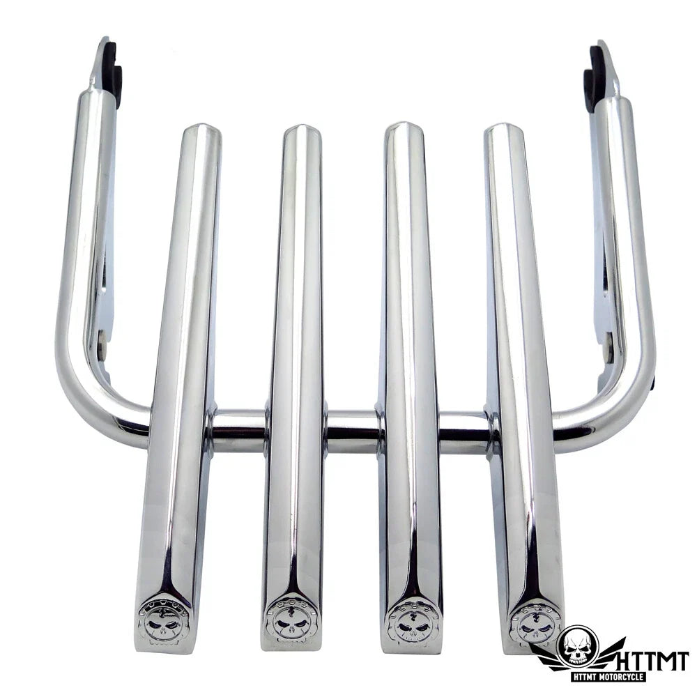 Chrome Skull Detachable Stealth Luggage Rack for Harley Touring (2009–2018)