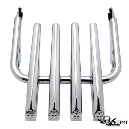 Chrome Skull Detachable Stealth Luggage Rack for Harley Touring (2009–2018)