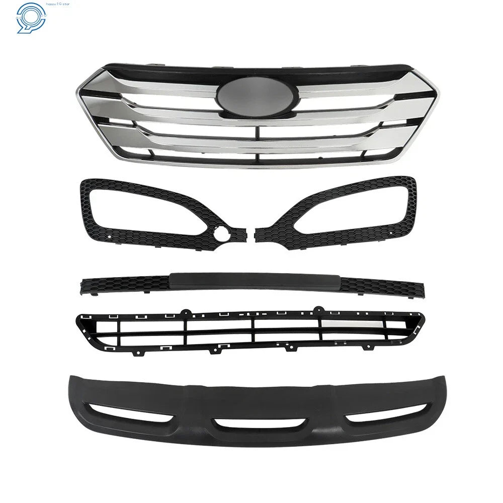 Set of 5 Front Grille Fog Light Bezels for Hyundai Santa Fe Sport (2013–2016)
